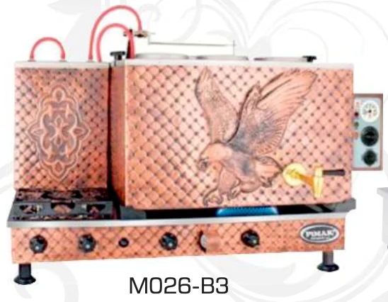 Pimak Doğalgazlı Çay Kazanı 3 Demlikli 39 litre Bakır